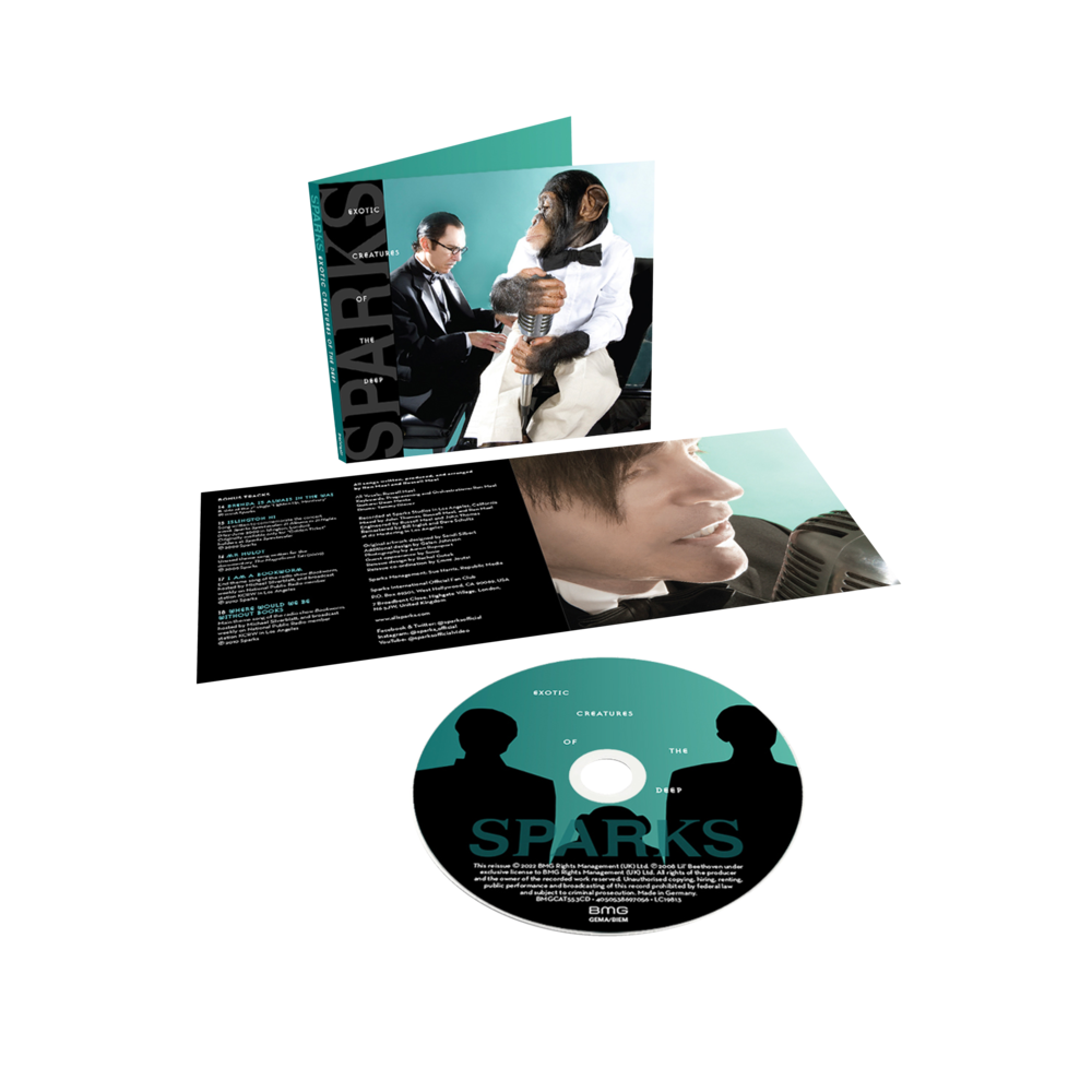 CD album packaging featuring a disc, jewel case, and booklet with teal and black color scheme.